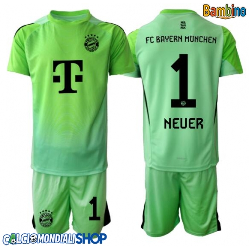 Maglie da calcio Bayern Munich Manuel Neuer #1 Portiere Prima Maglia Bambino 2025-26 Manica Corta + Pantaloni corti)